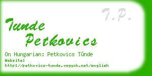 tunde petkovics business card